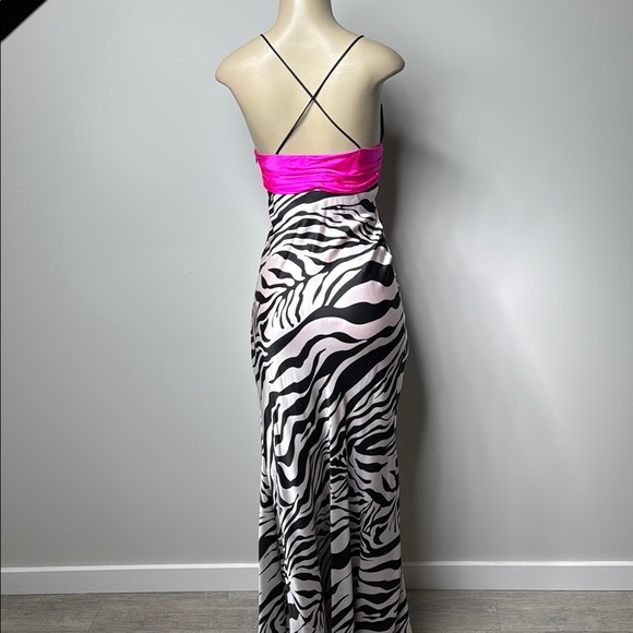 Cache Black and Pink satin Zebra Print Maxi Dress - Picture 10 of 11